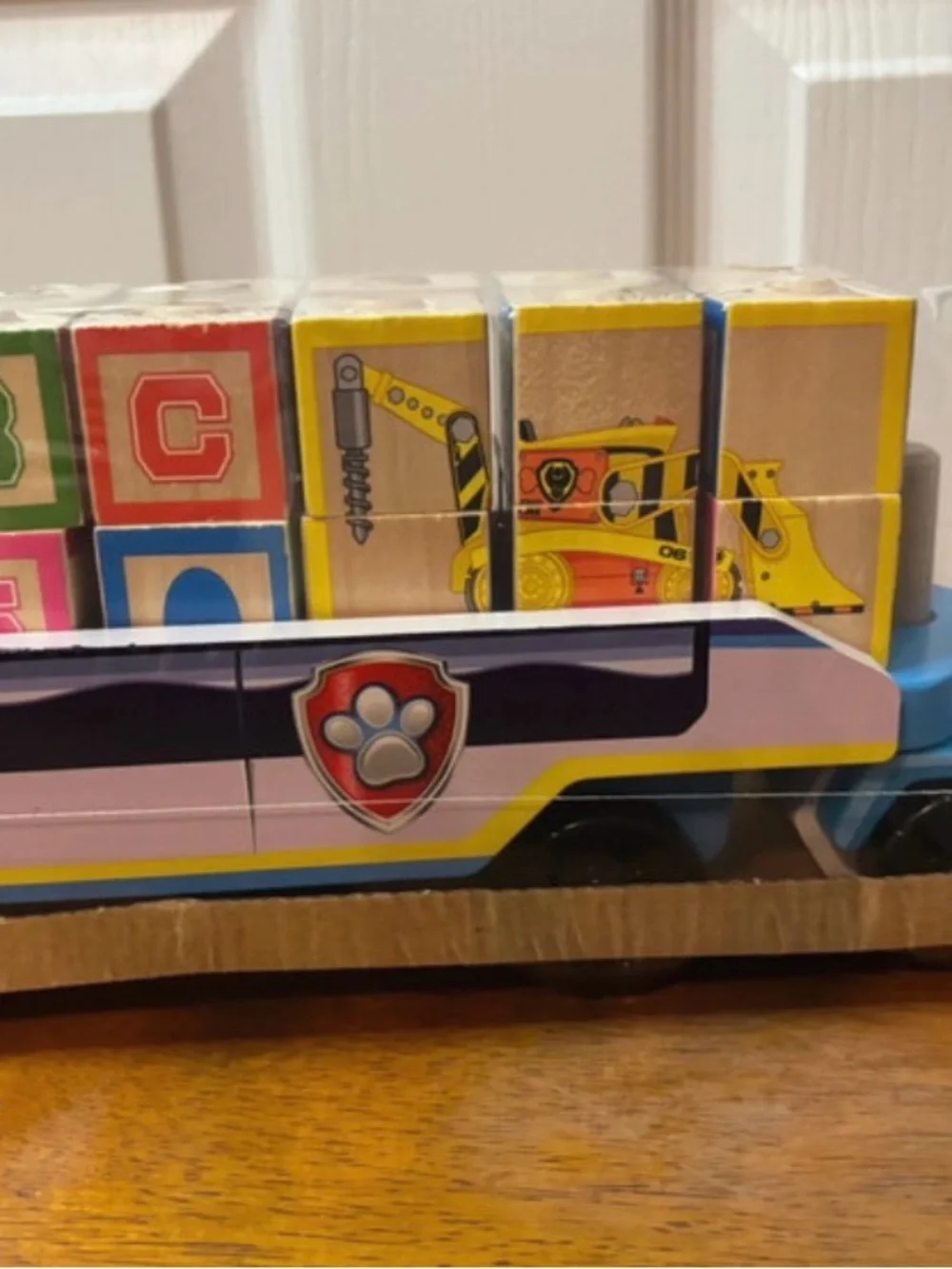 Paw Patrol Wooden Block Transport Truck - Pink, Blue, Yellow, Green, Red
